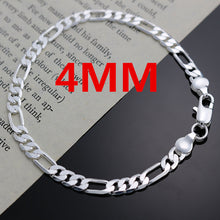 Load image into Gallery viewer, Noble new arrive 925 Sterling silver 4MM chain for men Women Bracelet Necklace jewelry set lady Christma gifts charms wedding 2022
