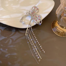 Load image into Gallery viewer, 1 Piece Fashion Crystal Butterfly Clip on Earring Pearl Beads Ear Cuff Long Tassels Hollow Earrings For Women Clip Jewelry Gifts 2022