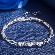 Load image into Gallery viewer, Hot new 925 sterling silver Bracelets women Wild cute heart chain fashion lady Wedding party Christmas gifts Jewelry 2022