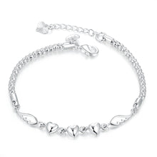 Load image into Gallery viewer, Hot new 925 sterling silver Bracelets women Wild cute heart chain fashion lady Wedding party Christmas gifts Jewelry 2022