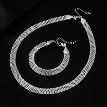 Load image into Gallery viewer, New fine 925 sterling silver Net chain Bracelets necklaces for women korean fashion party wedding accessories jewelry sets gifts 2022