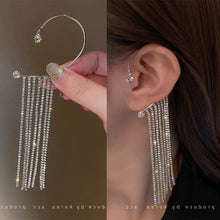 Load image into Gallery viewer, New Luxury Shining Zircon Rhinestone Long Tassel Ear Clip Ear Cuff Exquisite Vintage Clip Earrings Fashion Wedding Jewelry 2022