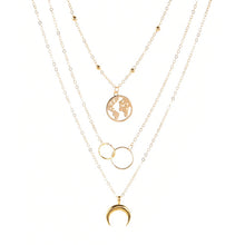 Load image into Gallery viewer, New Fashion Retro Moon World Map Circle Pendant Multilayer Gold Colodr Necklace Party Charm Jewelry Accessories For Women 2022
