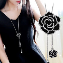 Load image into Gallery viewer, Collier Femme Black Rose Long Necklaces for Women Fashion Crystal Necklace Pendant Jewelry 2022