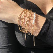 Load image into Gallery viewer, 4PCS Set Punk Golden Pearl Love Bracelets Bangles 2022 Fashion Jewelry Punk Chain Bracelets Set for Women Charm Jewelry Gifts 2022