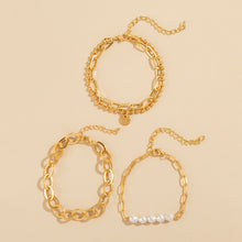 Load image into Gallery viewer, 4PCS Set Punk Golden Pearl Love Bracelets Bangles 2022 Fashion Jewelry Punk Chain Bracelets Set for Women Charm Jewelry Gifts 2022