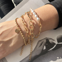Load image into Gallery viewer, 4PCS Set Punk Golden Pearl Love Bracelets Bangles 2022 Fashion Jewelry Punk Chain Bracelets Set for Women Charm Jewelry Gifts 2022