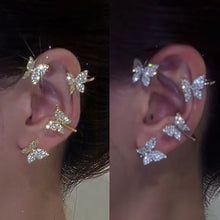Load image into Gallery viewer, Crystal Metal Butterfly Ear Clips Without Piercing Women Fashion Gold Silver Ear Cuff Clip Earrings Fashion Wedding Jewelry 2022 2022
