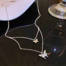 Load image into Gallery viewer, New Shiny Butterfly Necklace Ladies Exquisite Double Layer Clavicle Chain Necklace Jewelry for Ladies Gift 2022