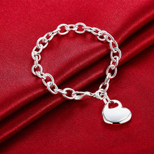 Load image into Gallery viewer, Hot 925 sterling silver Bracelets for women hanging heart chain Wedding party elegant lady Christmas gifts fashion Jewelry 2022