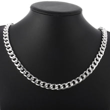 Load image into Gallery viewer, Hot charm 925 sterling Silver Bracelets necklace Jewelry set for men classic 10MM Square Chain 20/22/24 inch Fashion Party Gift 2022