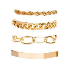Load image into Gallery viewer, Boho Thick Gold Color Charm Bracelets Bangles New Fashion Jewelry 4pcs Punk Curb Cuban Chain Bracelets Set for Women Gifts 2022
