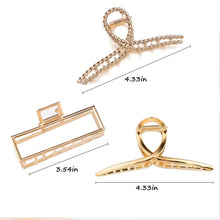 Load image into Gallery viewer, 3 PCS Mental Large Hair Claw Clips for Thick Heavy Hair, Big Non-Slip Hair Catch Barrette Jaw Clamp 2022
