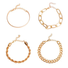 Load image into Gallery viewer, Boho Thick Gold Color Charm Bracelets Bangles New Fashion Jewelry 4pcs Punk Curb Cuban Chain Bracelets Set for Women Gifts 2022
