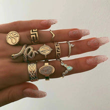 Load image into Gallery viewer, 2 Sets Crystal/Snake Rings Set Fashion Luxury Rings For Women Girls Engagement Wedding Rings 2022
