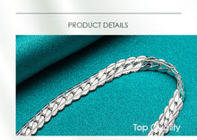 Load image into Gallery viewer, 925 Sterling Silver Bracelet 6mm 18/19/20cm Flat Side Chain Lobster Clasp For Woman Man Wedding Engagement Jewelry
