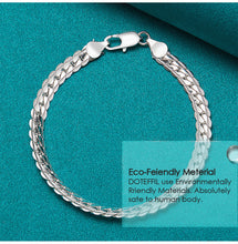 Load image into Gallery viewer, 925 Sterling Silver Bracelet 6mm 18/19/20cm Flat Side Chain Lobster Clasp For Woman Man Wedding Engagement Jewelry
