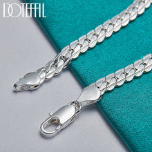 Load image into Gallery viewer, 925 Sterling Silver Bracelet 6mm 18/19/20cm Flat Side Chain Lobster Clasp For Woman Man Wedding Engagement Jewelry
