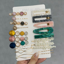 Load image into Gallery viewer, 20 PCS Macaron Pearl Acrylic Resin Metal Hair Clips Set 2022
