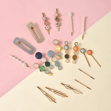 Load image into Gallery viewer, 20 PCS Macaron Pearl Acrylic Resin Metal Hair Clips Set 2022
