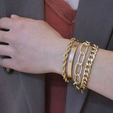 Load image into Gallery viewer, Boho Thick Gold Color Charm Bracelets Bangles New Fashion Jewelry 4pcs Punk Curb Cuban Chain Bracelets Set for Women Gifts 2022
