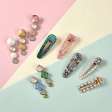 Load image into Gallery viewer, 20 PCS Macaron Pearl Acrylic Resin Metal Hair Clips Set 2022
