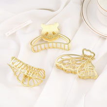 Load image into Gallery viewer, 3 PCS Large Gold Metal Hair Claw Clips for Women Girls, Cute Alloy Big Hair Clamps Strong Hold for Thick Thin Hair 2022
