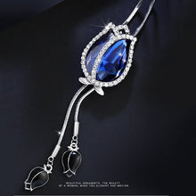 Load image into Gallery viewer, Long Necklaces &amp; Pendants for Women Collier Femme Blue Tulip Statement Colar Maxi Fashion Silver Crystal Jewelry 2022
