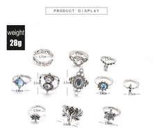 Load image into Gallery viewer, 2 Sets Ring sets Punk Knuckle Rings Sets for Women Vintage Anel Flower Midi Finger Rings Jewelry Boho Silver Party Bague Femme 2022
