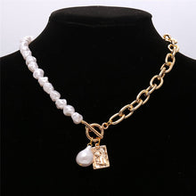 Load image into Gallery viewer, Punk Baroque Irregular Simulated Pearl Chain Choker Necklace For Women Asymmetric Lock Pearl Pendant Necklaces Trend Jewelry 2022

