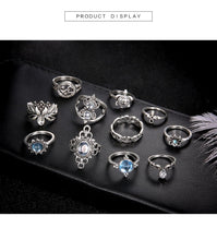 Load image into Gallery viewer, 2 Sets Ring sets Punk Knuckle Rings Sets for Women Vintage Anel Flower Midi Finger Rings Jewelry Boho Silver Party Bague Femme 2022
