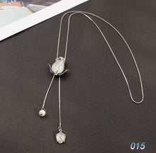 Load image into Gallery viewer, Black Crystal Tulip Long Chain Necklaces Pendants for Women 2022
