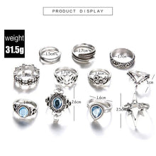 Load image into Gallery viewer, 2 Sets Ring Sets Punk Knuckle Rings Sets for Women Star Vintage Flower Midi Finger Rings Jewelry Boho Silver Party Bague Femme 2022
