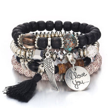 Load image into Gallery viewer, Bohemian Bead Stone Bracelets &amp; Bangles for Women Fashion Love Feather Tassel Charm Bracelet Female Wristband Jewelry 2022
