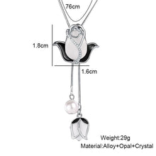 Load image into Gallery viewer, Black Crystal Tulip Long Chain Necklaces Pendants for Women 2022
