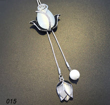 Load image into Gallery viewer, Black Crystal Tulip Long Chain Necklaces Pendants for Women 2022
