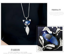 Load image into Gallery viewer, Blue Fox Crystal Long Chain Necklaces &amp; Pendants for Women Fashion Jewelry 2022
