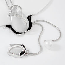 Load image into Gallery viewer, Black Crystal Tulip Long Chain Necklaces Pendants for Women 2022
