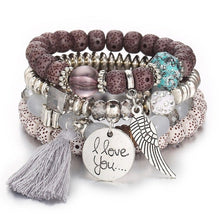 Load image into Gallery viewer, Bohemian Bead Stone Bracelets &amp; Bangles for Women Fashion Love Feather Tassel Charm Bracelet Female Wristband Jewelry 2022
