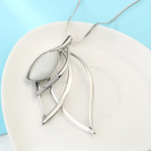 Load image into Gallery viewer, Long Necklaces &amp; Pendants Vintage Silver Chain Crystal Opal Leaf Maxi Necklace Fashion Jewelry For Women Collier 2022
