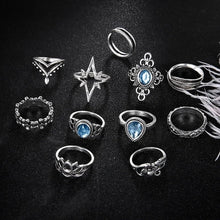 Load image into Gallery viewer, 2 Sets Ring Sets Punk Knuckle Rings Sets for Women Star Vintage Flower Midi Finger Rings Jewelry Boho Silver Party Bague Femme 2022
