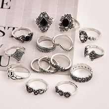 Load image into Gallery viewer, 2 Sets Ring sets Punk Knuckle Rings Sets for Women Vintage Anel Flower Midi Finger Rings Jewelry Boho Silver Party Bague Femme 2022
