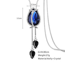 Load image into Gallery viewer, Long Necklaces &amp; Pendants for Women Collier Femme Blue Tulip Statement Colar Maxi Fashion Silver Crystal Jewelry 2022
