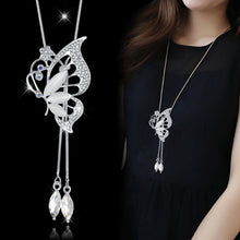 Load image into Gallery viewer, Fashion Opal Butterfly Necklaces &amp; Pendants For Women Trendy Long Necklace Collier Femme Vintage Female Silver Chain Jewelry 2022
