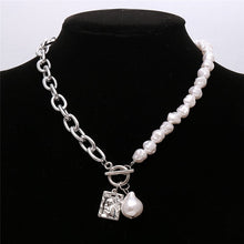 Load image into Gallery viewer, Punk Baroque Irregular Simulated Pearl Chain Choker Necklace For Women Asymmetric Lock Pearl Pendant Necklaces Trend Jewelry 2022
