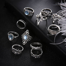 Load image into Gallery viewer, 11Pcs/Set Retro Finger Ring Set Boho Crown Star Silver Carved Knuckle Rings for Women Jewelry Gifts 2022
