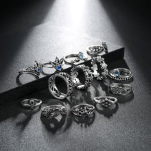 Load image into Gallery viewer, 13Pcs/set New Arrival Vintage Silver Plated Arcylic Crystal Ring Set Charm Exquisite Elegant Finger Ring Sets Women Accessories 2022
