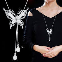 Load image into Gallery viewer, Collier Long Chain Necklaces for Women Fashion Opal Butterfly Necklaces &amp; Pendants Sweater Chain Jewelry 2022
