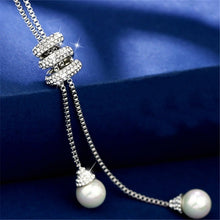 Load image into Gallery viewer, Ladies Fashion Charm Crystal Pearls Pendant Necklace Luxury Statement Silver Plated Long Necklace Sweater Chains Women Wedding Fine Jewelry Gifts 2022
