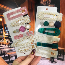 Load image into Gallery viewer, Acrylic Barrettes Headwear Pearl Hair Clip Sets For Women Fashion Geometric Hairpins Hair Accessories Headdress Girl Bobby Clip 2022
